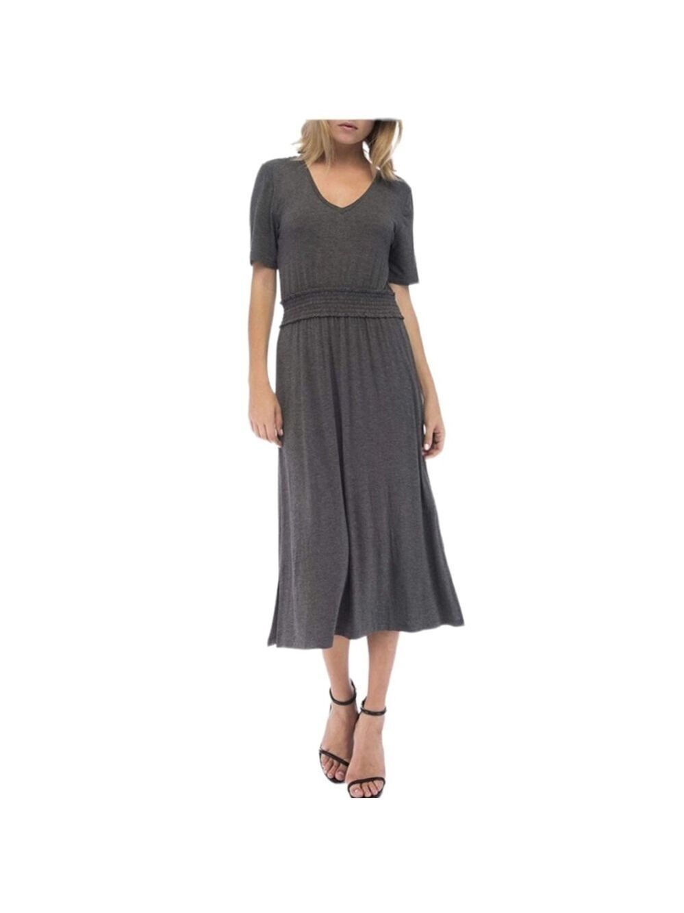 𝅺B Collection by Bobeau Simone Smocked Dress Charcoal